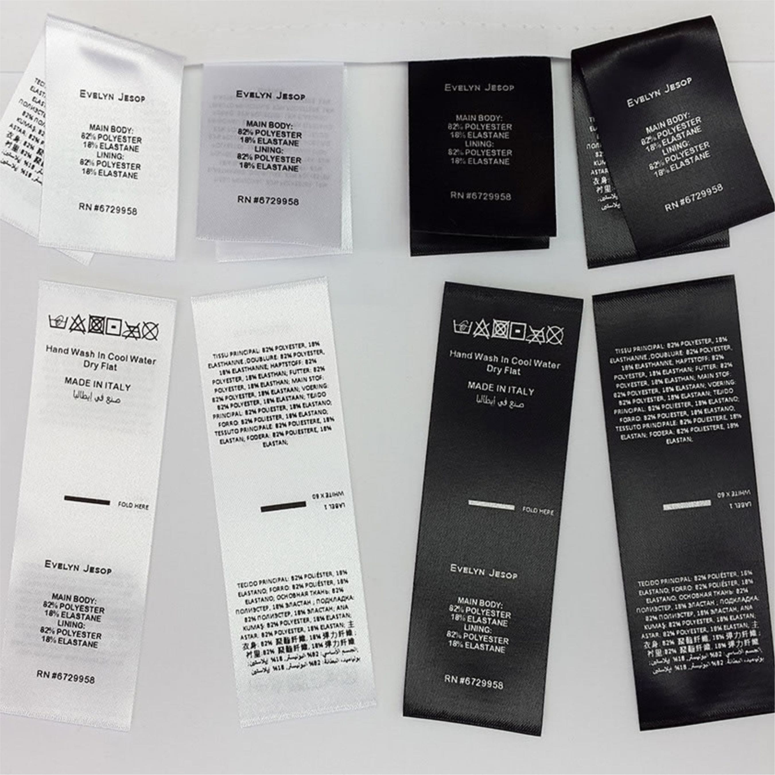 Taffeta Satin Washcare Label